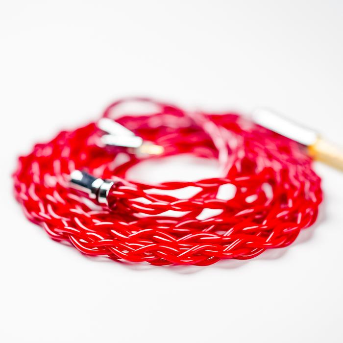 XINHS Red Velvet 4-Strands Of 6N Single Crystal Copper Litz Coaxial Shielded In Ear Monitor Cable – 2 Pin – 4.4