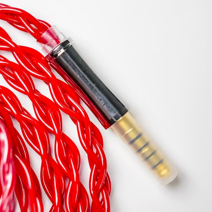 XINHS Red Velvet 4-Strands Of 6N Single Crystal Copper Litz Coaxial Shielded In Ear Monitor Cable – 2 Pin – 4.4