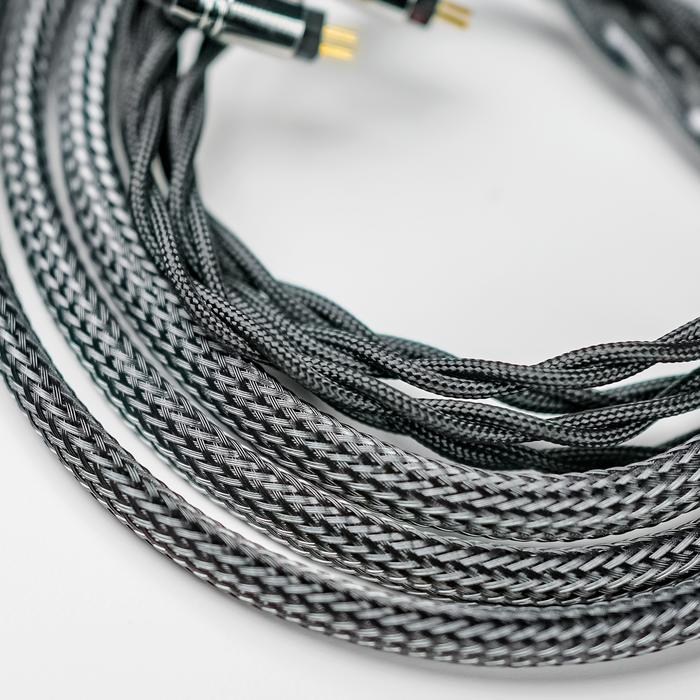 Xinhs Black Pearl Upgraded High Purity Single Crystal Copper Double Layer Shielded In Ear Monitor Cable IEM Earphone Cable – 2 Pin – 4.4