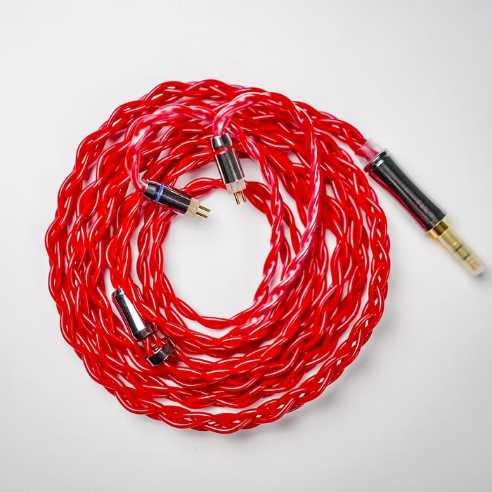 XINHS Red Velvet 4-Strands Of 6N Single Crystal Copper Litz Coaxial Shielded In Ear Monitor Cable – 2 Pin – 4.4